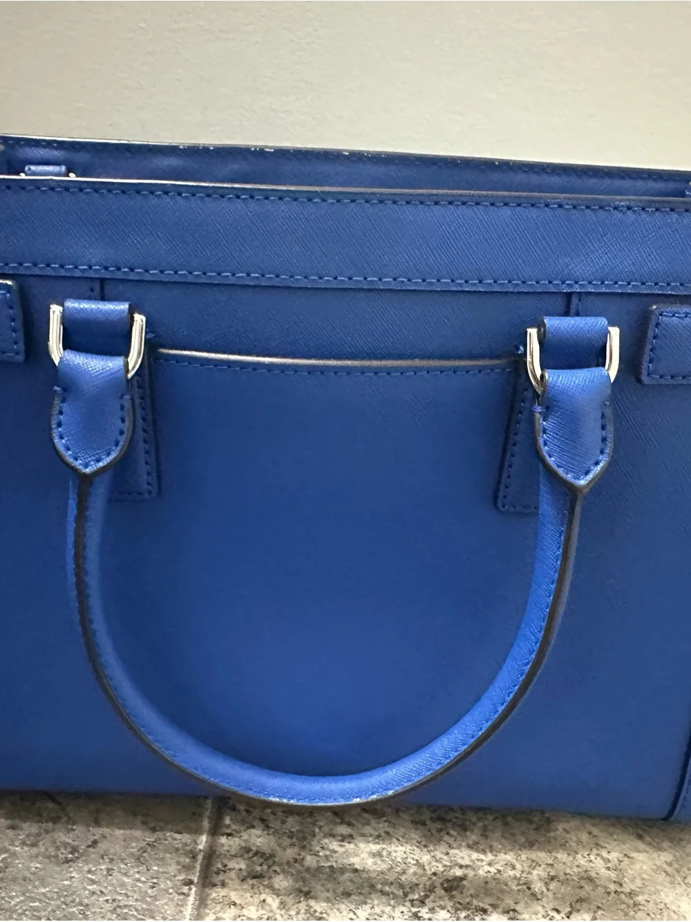 Michael Kors Royal Blue Saffiano Satchel with MK Charm